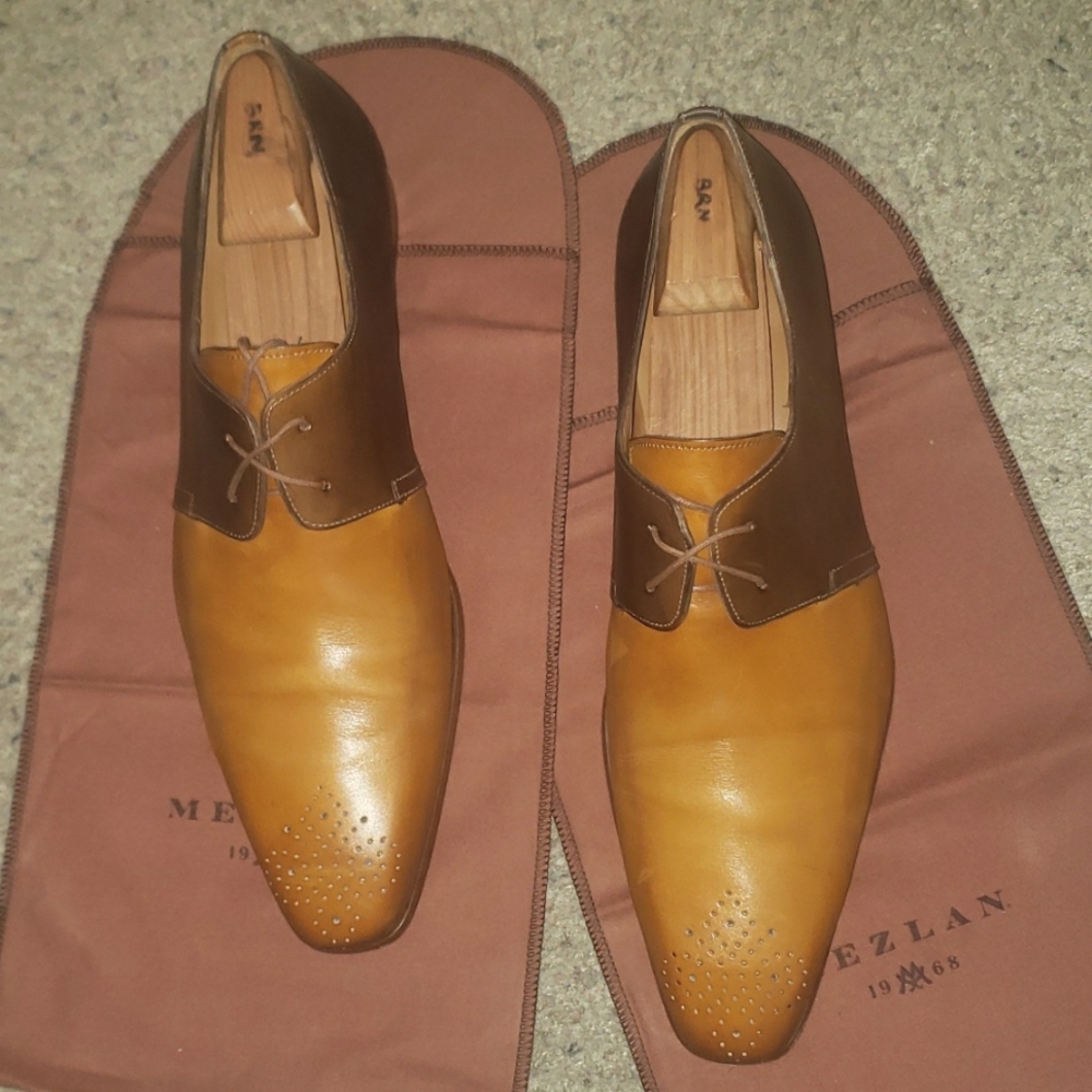 Mezlan 19533 honey dark brown calfskin dress shoe